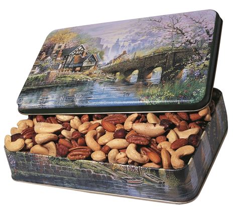 metal nuts tin box|nut roasting, trail mixes, gift tins, metal boxes, and chocolate nuts .